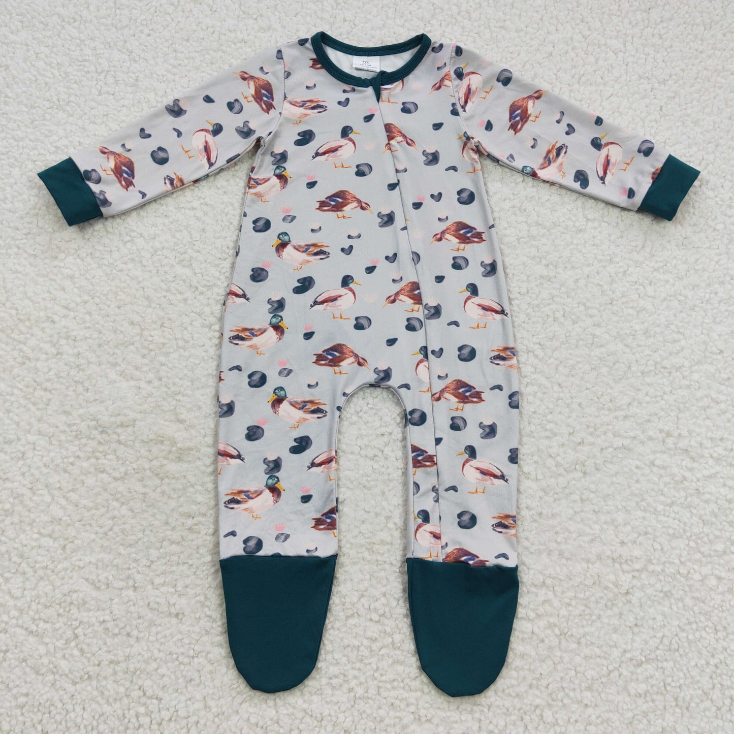 Baby Mallard Zipper Rompers Sleeper Milk silk