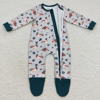 Baby Mallard Zipper Rompers Sleeper Milk silk