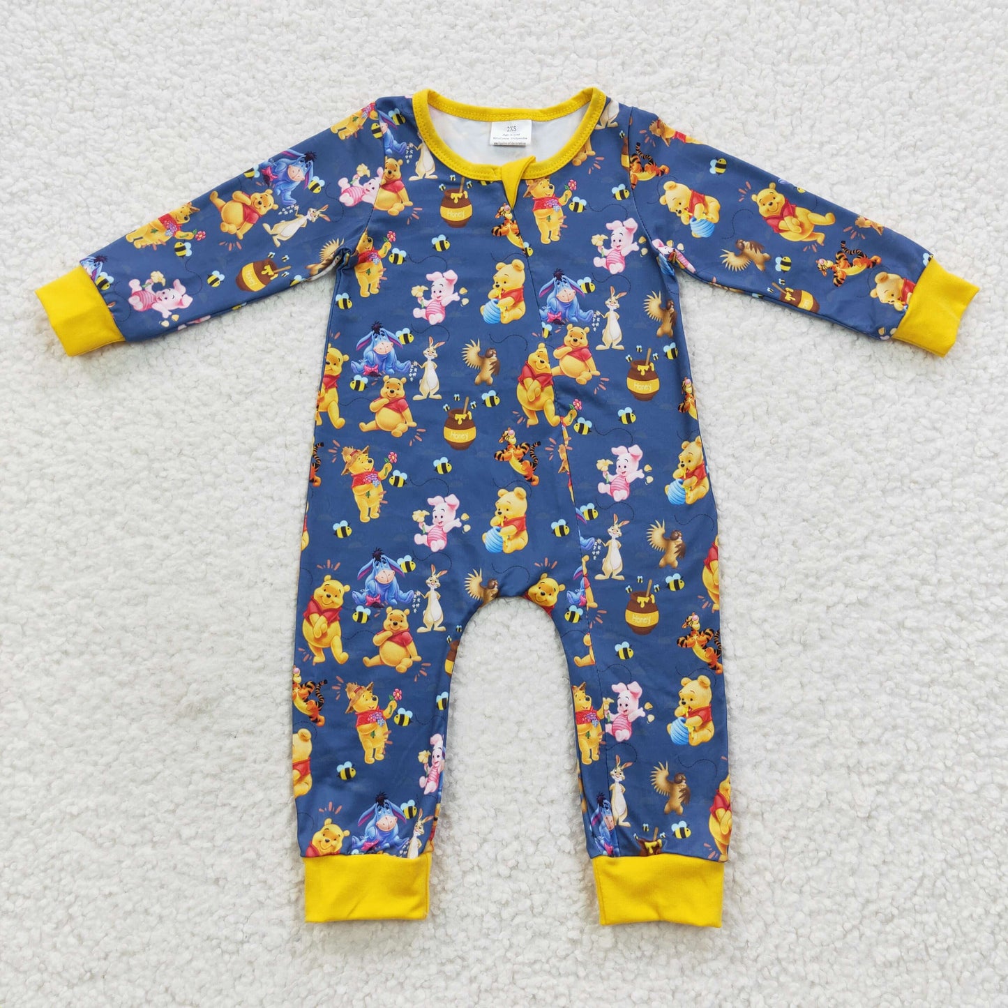 Baby Cartoon Zipper Rompers Sleeper Milk silk