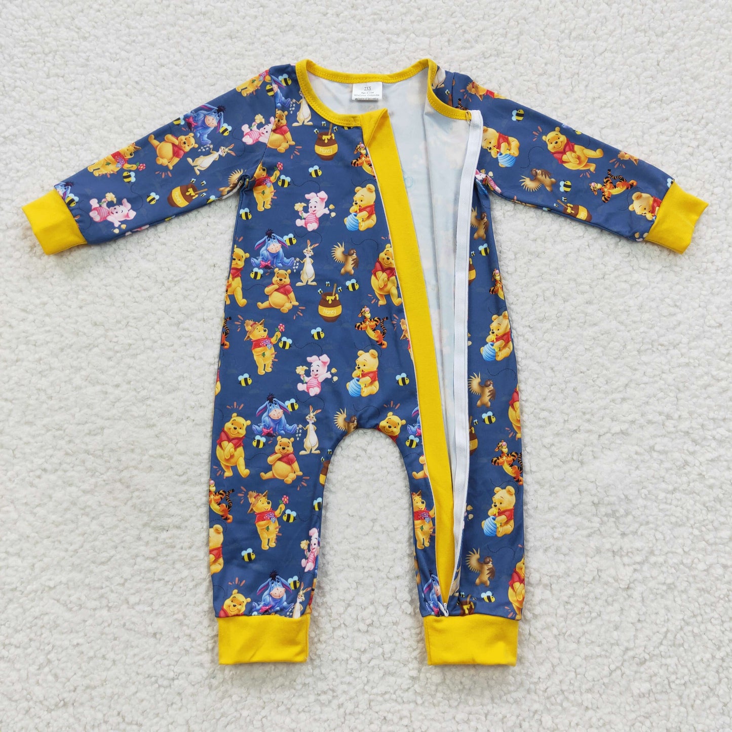 Baby Cartoon Zipper Rompers Sleeper Milk silk