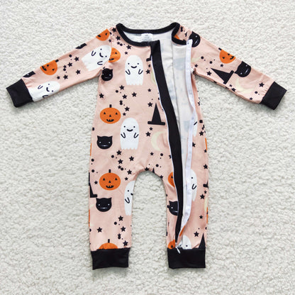 Baby Halloween Zipper Rompers Sleeper Milk silk