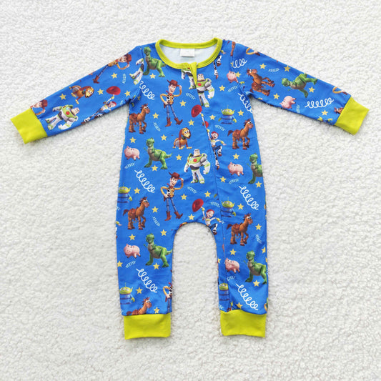 Baby Cartoon Zipper Rompers Sleeper Milk silk