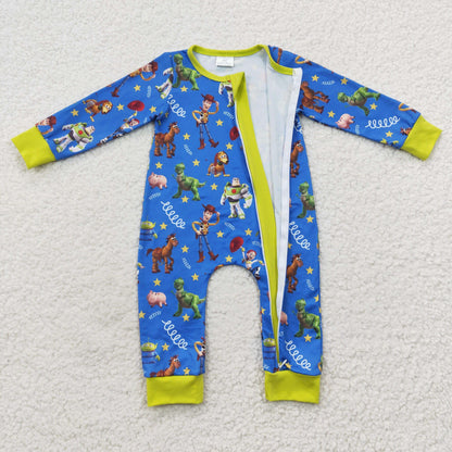 Baby Cartoon Zipper Rompers Sleeper Milk silk