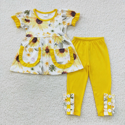 Girls Sunflowers Yellow Outfits