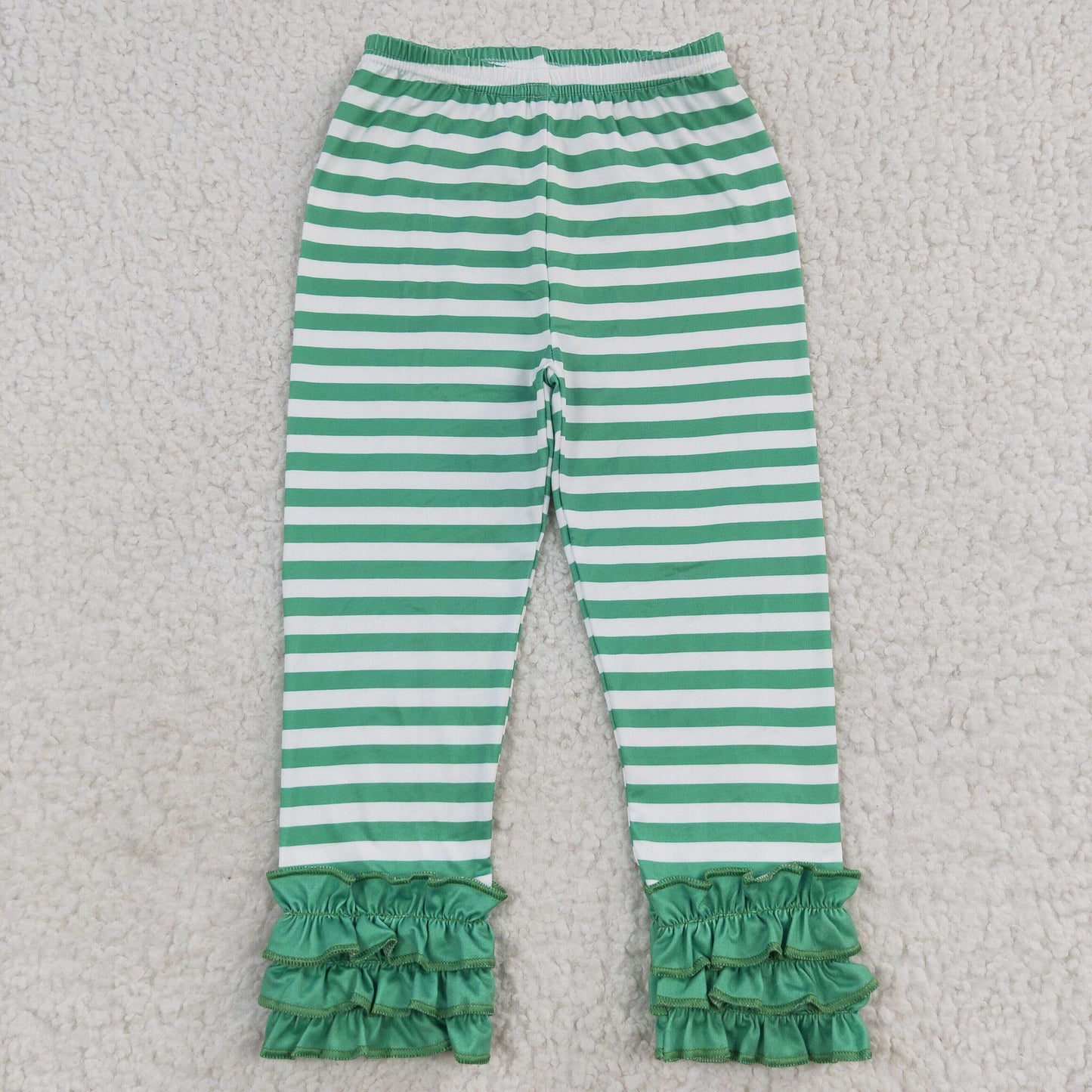 Girls Green Stripe Leggings