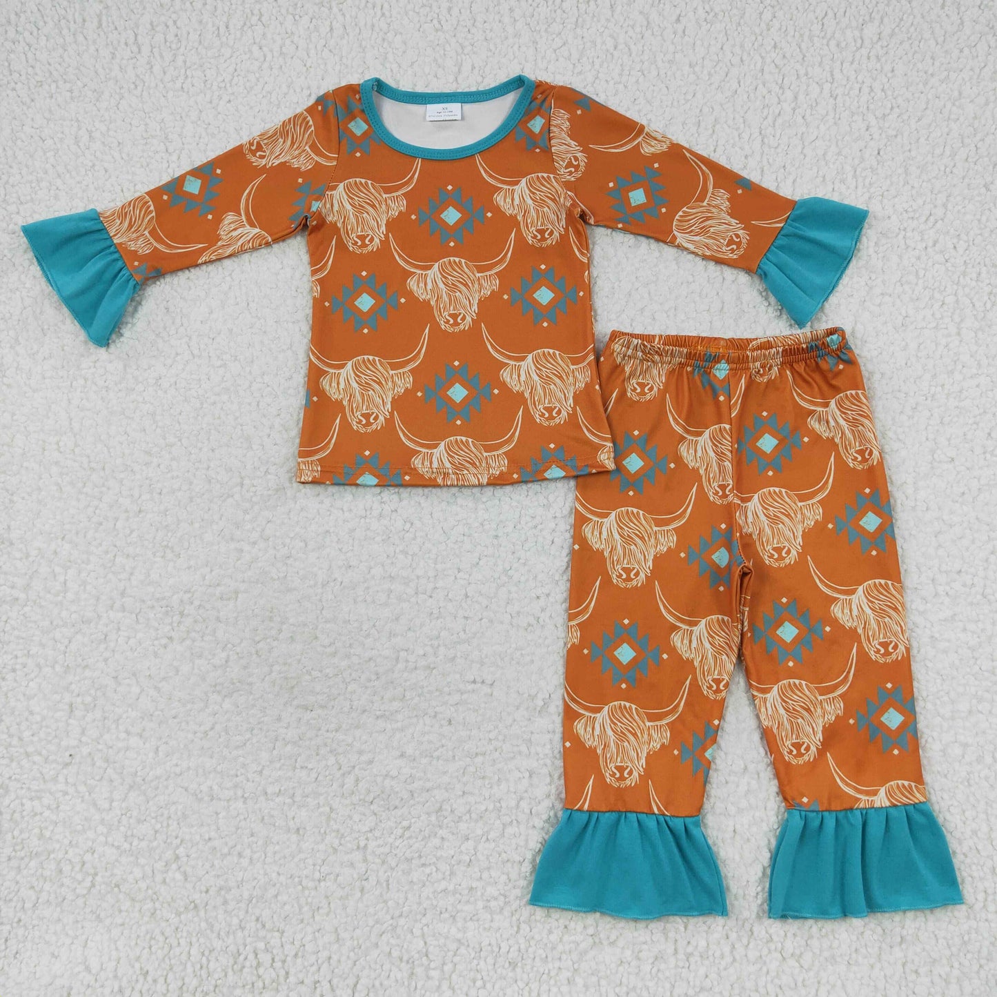 Girls Cow Brown Pajamas