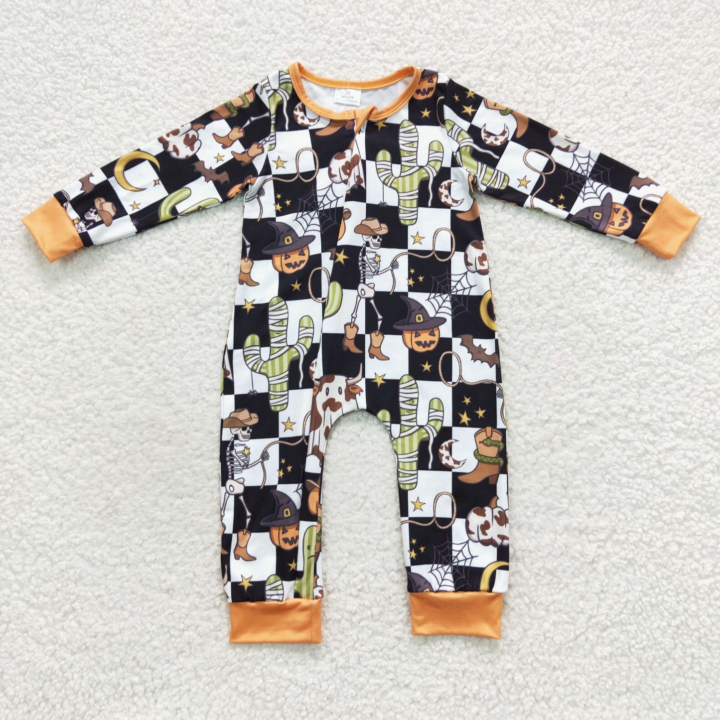 Baby Halloween Zipper Rompers Sleeper Milk silk