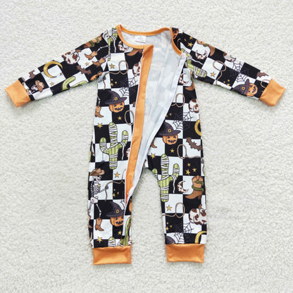 Baby Halloween Zipper Rompers Sleeper Milk silk