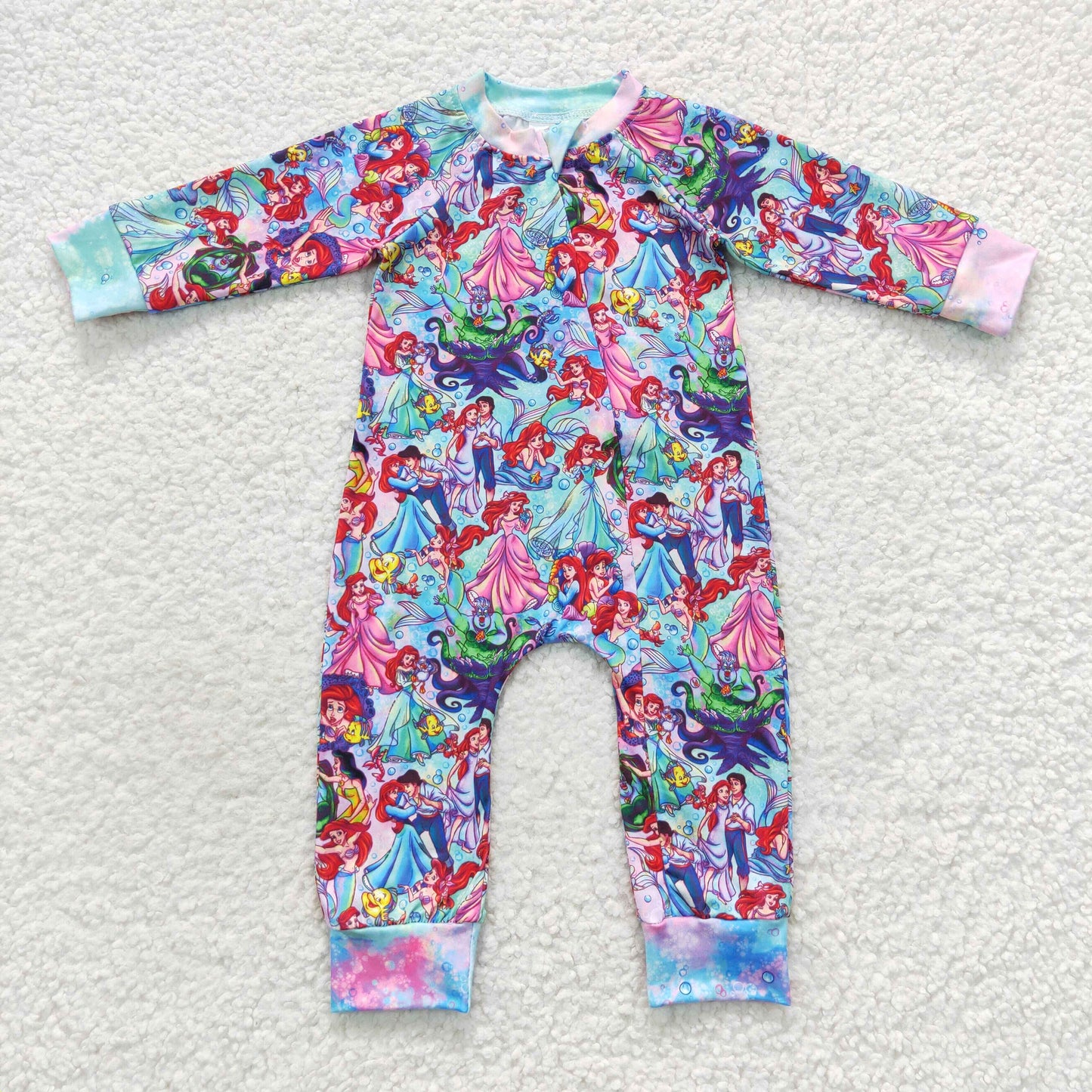 Baby Cartoon Fish Zipper Rompers Sleeper Milk silk