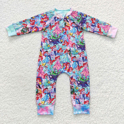 Baby Cartoon Fish Zipper Rompers Sleeper Milk silk