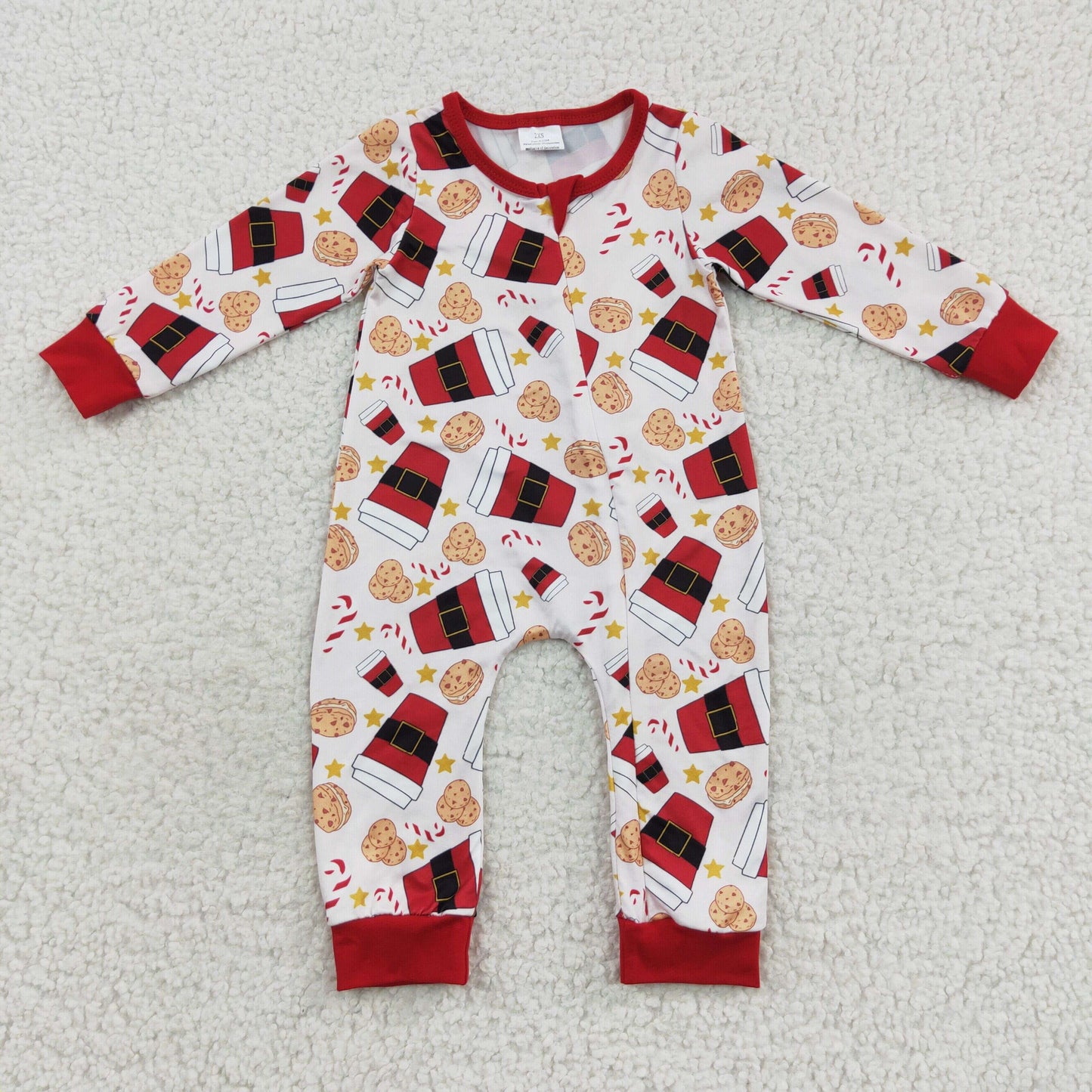 Baby Red Cookies Zipper Rompers Sleeper Milk silk