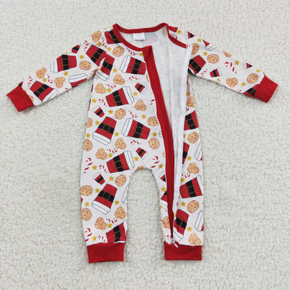 Baby Red Cookies Zipper Rompers Sleeper Milk silk