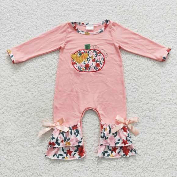 Girls Embroidery Pumpkin Pink Rompers ZHOHAO03