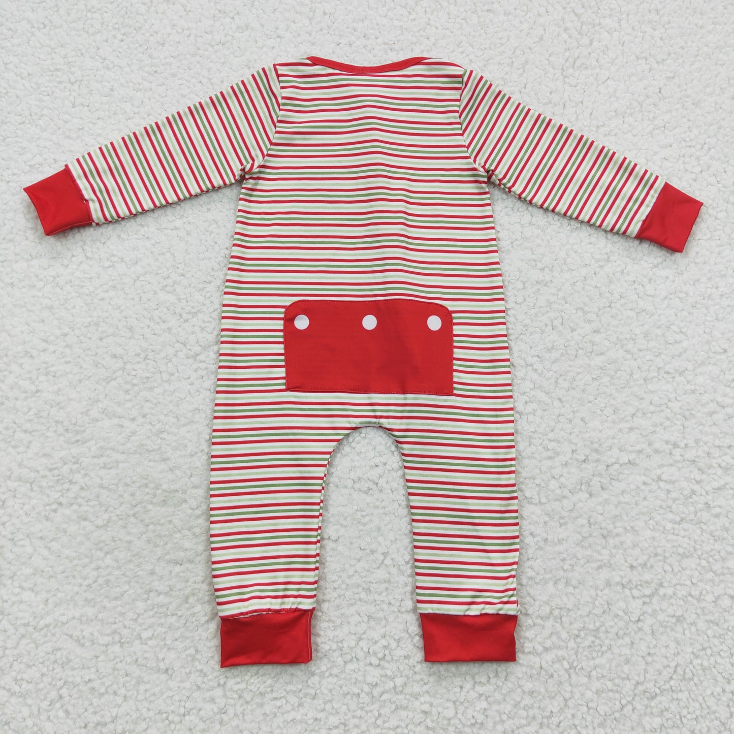 Baby Santa Stripe Zipper Rompers Sleeper Milk silk