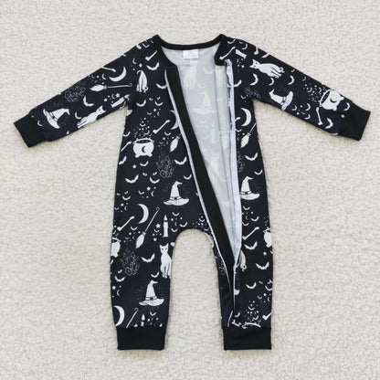 Baby Halloween Zipper Rompers Sleeper Milk silk