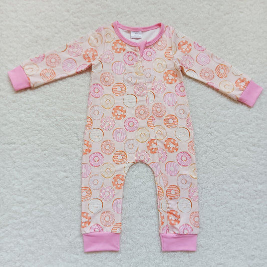 Baby Donut Zipper Rompers Sleeper Milk silk