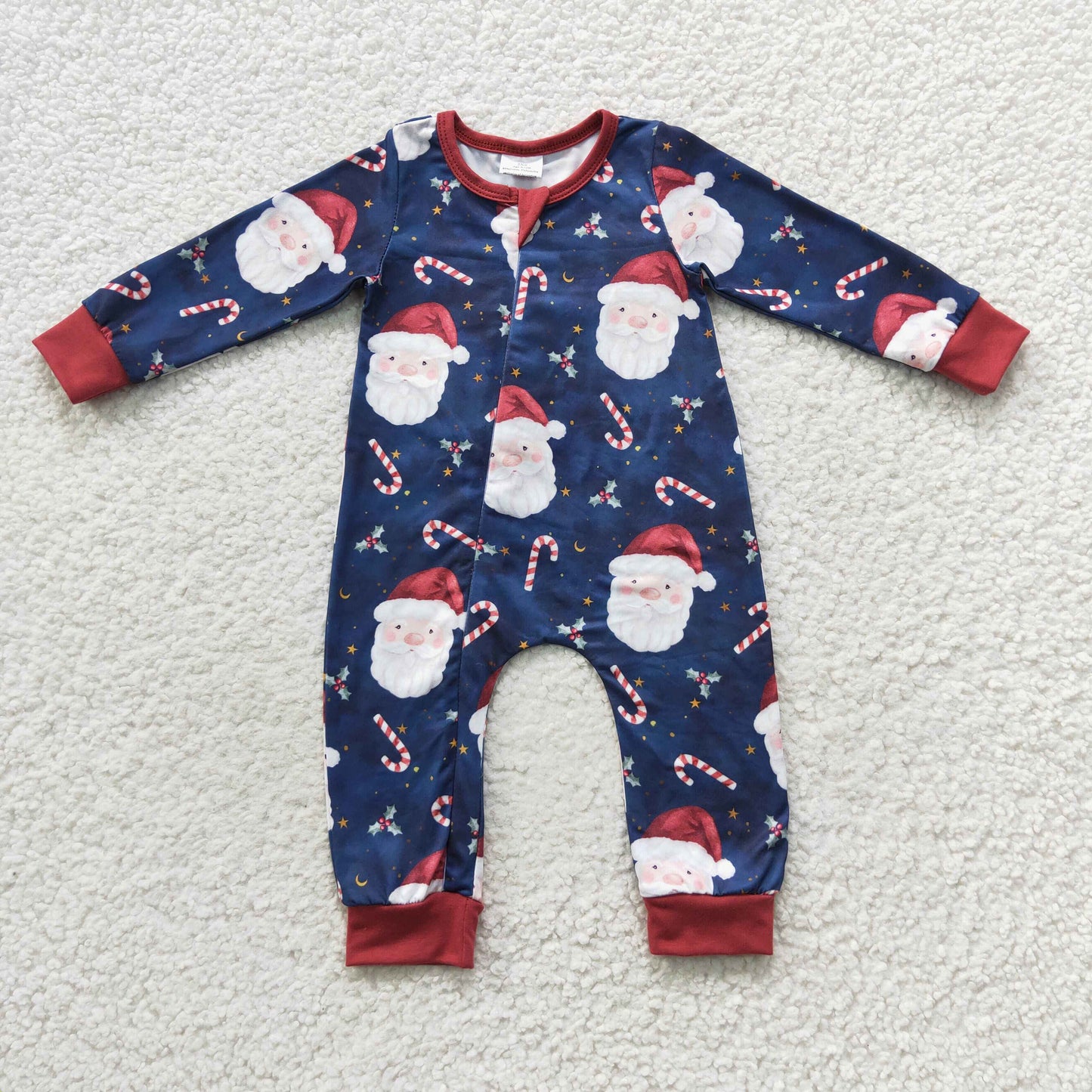 Baby Christmas Santa Zipper Rompers Sleeper Milk silk