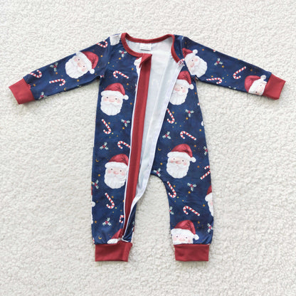 Baby Christmas Santa Zipper Rompers Sleeper Milk silk