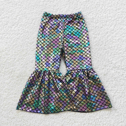 Girls Fish Scale Bell Bottom Pants