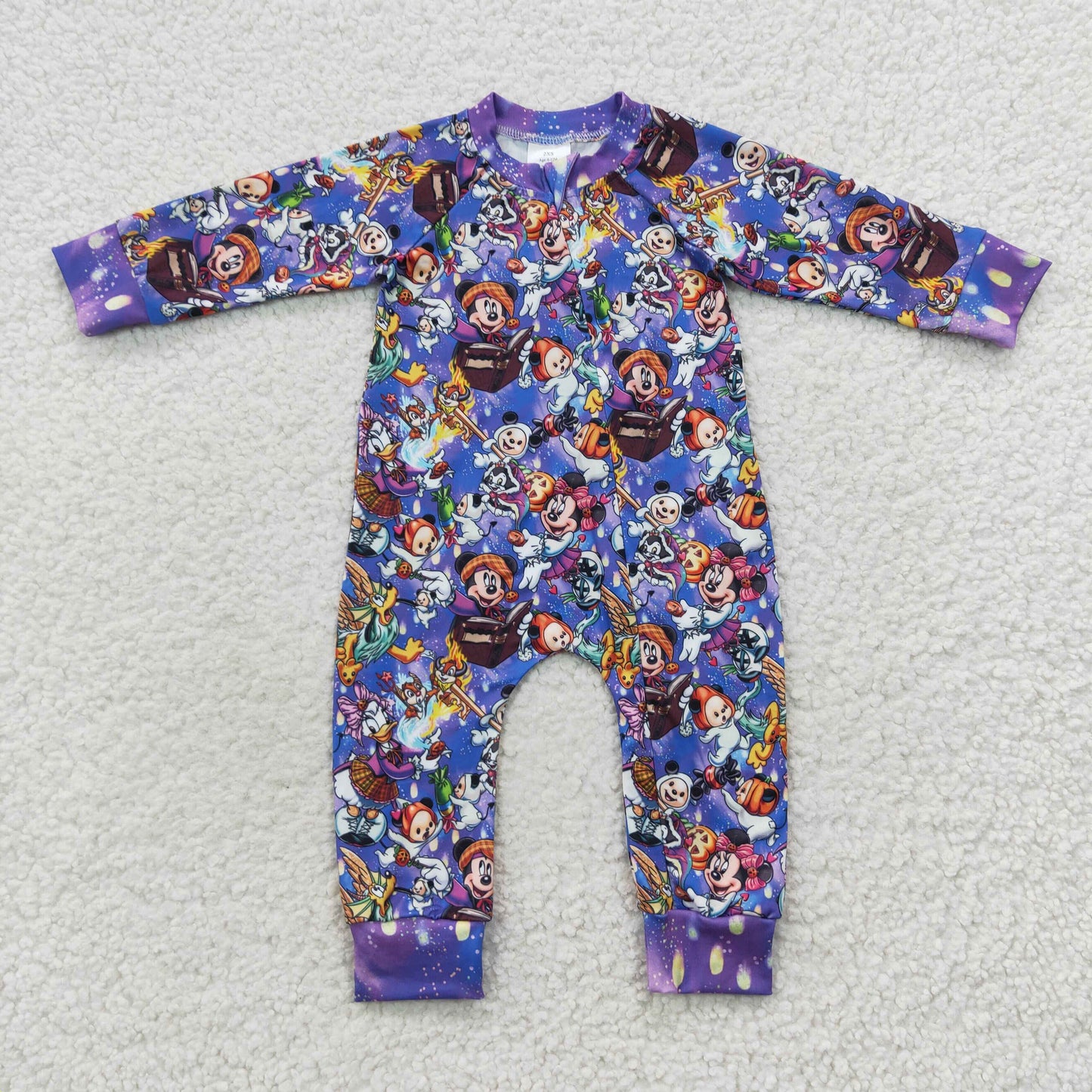 Baby Cartoon Zipper Rompers Sleeper Milk silk