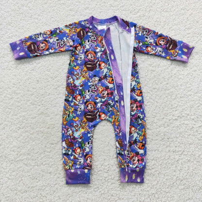 Baby Cartoon Zipper Rompers Sleeper Milk silk