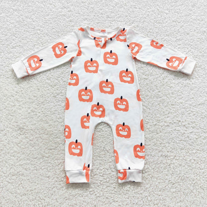 Baby Pumpkin Zipper Rompers Sleeper Milk silk