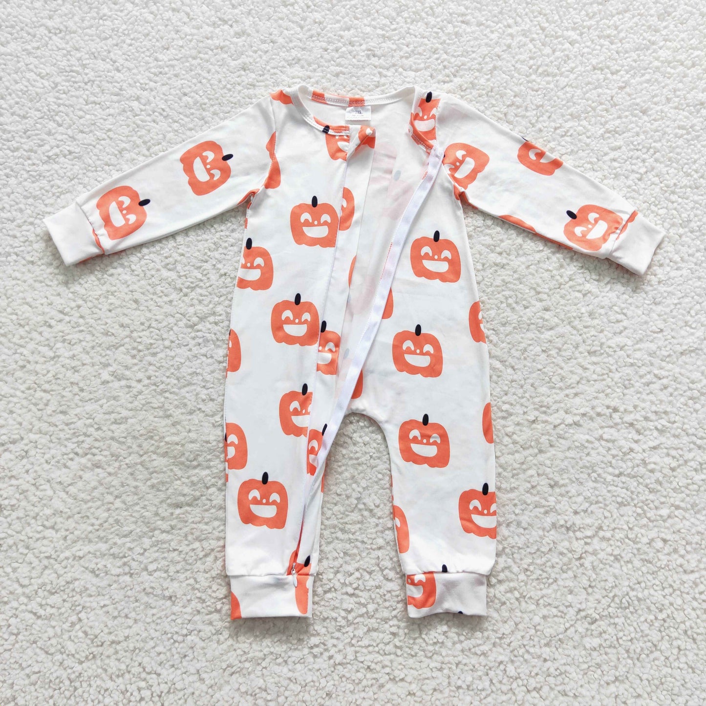 Baby Pumpkin Zipper Rompers Sleeper Milk silk