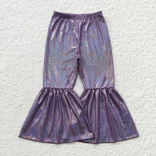 Girls Bell Bottom Pants Purple Satin