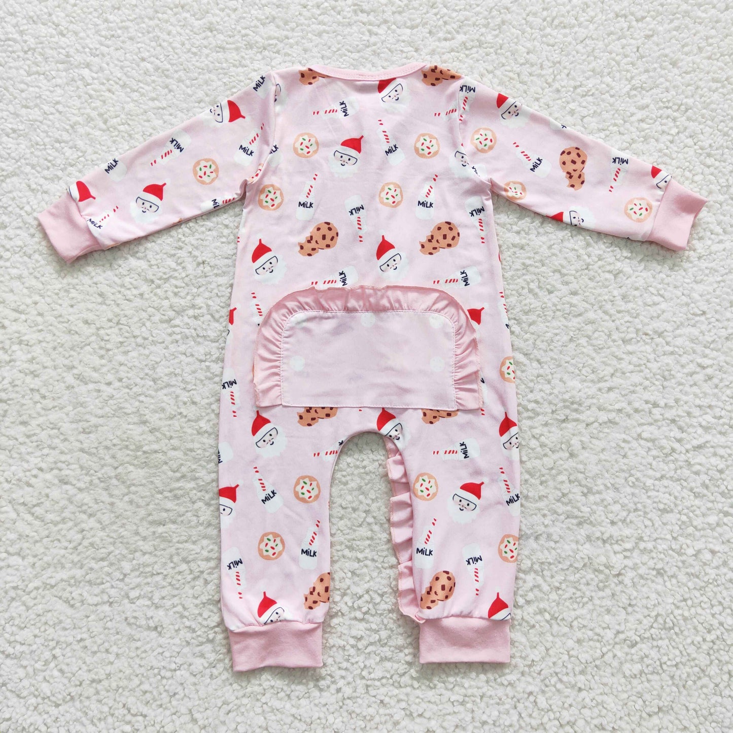 Baby Girls Cookie Milk Zipper Rompers Sleeper Milk silk