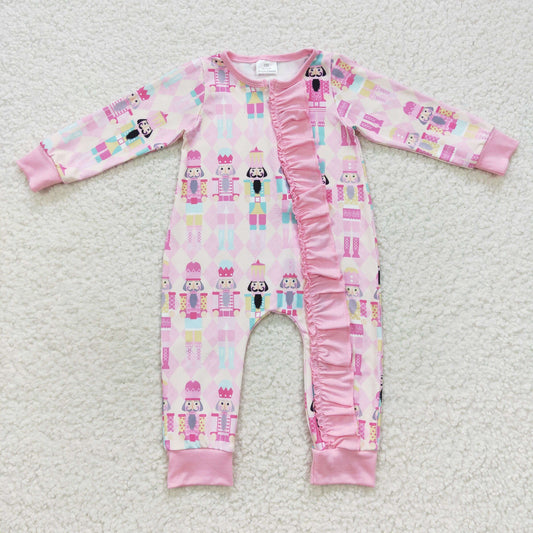 Baby Christmas Pink Zipper Rompers Sleeper Milk silk