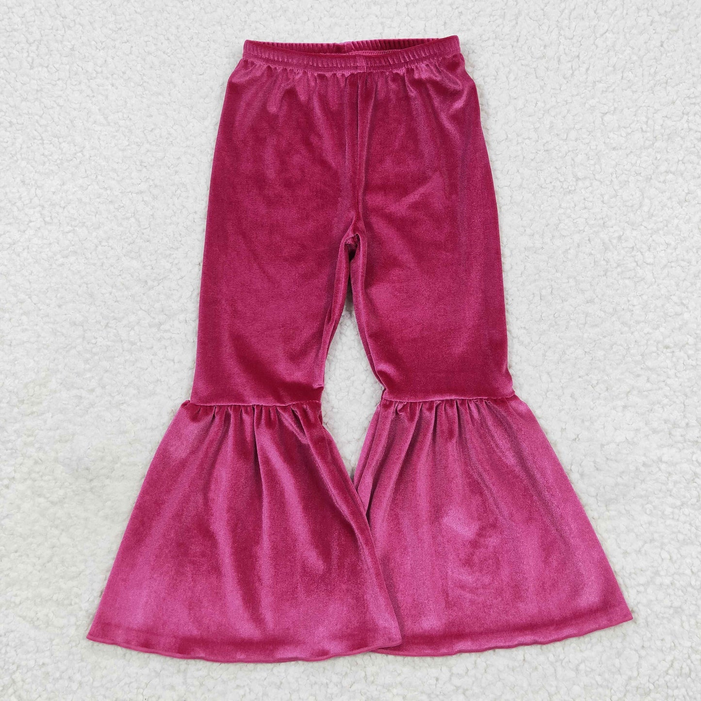 Girls Hot Pink Velvet Bell Bottom Pants