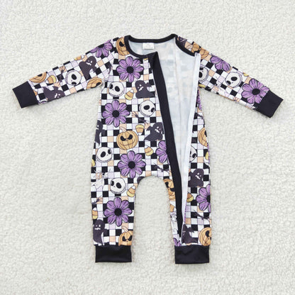 Baby Halloween Zipper Rompers Sleeper Milk silk