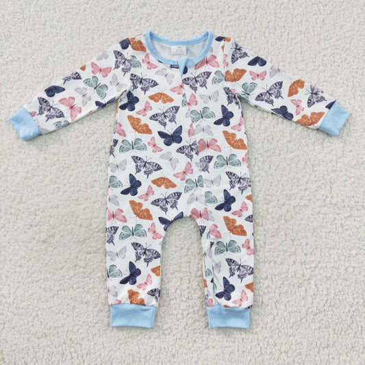 Baby Butterfly Zipper Rompers Sleeper Milk silk