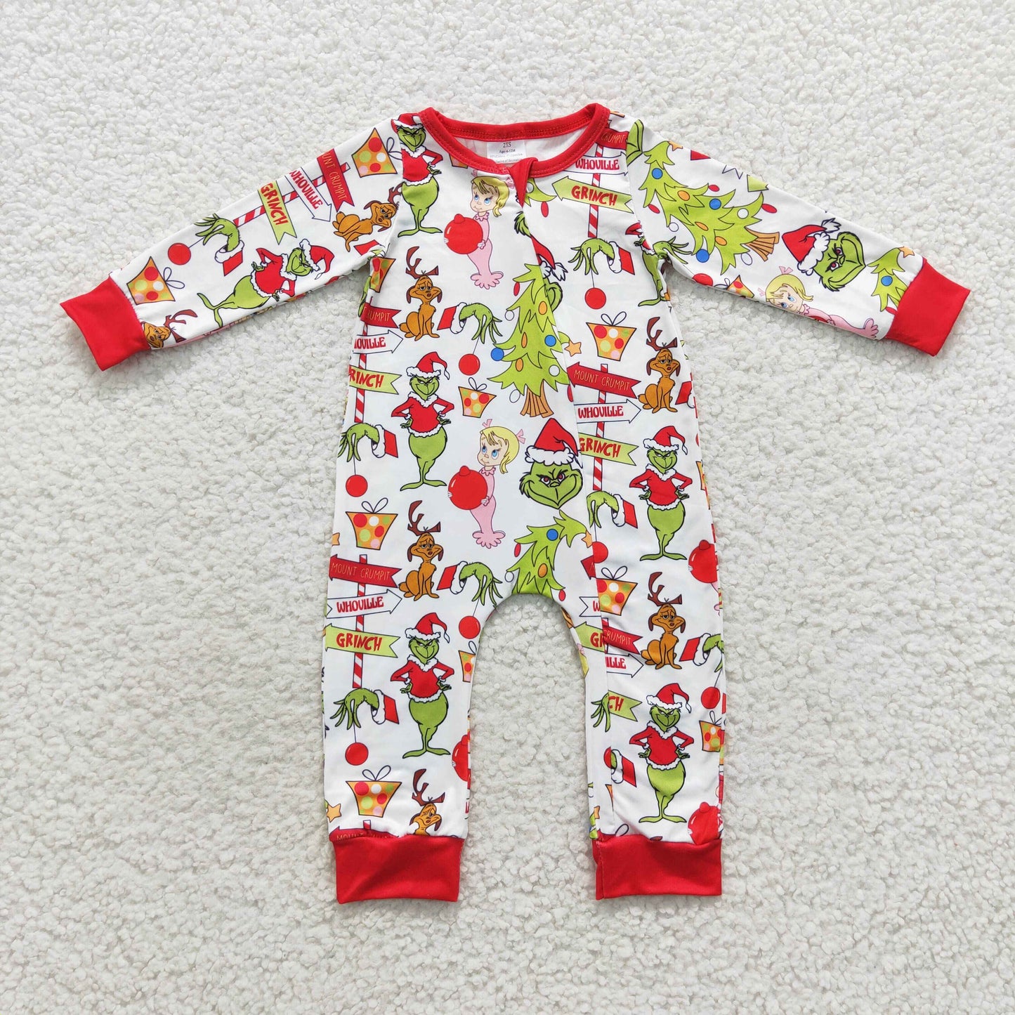 Baby Christmas Zipper Rompers Sleeper Milk silk