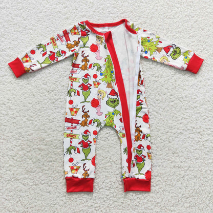 Baby Christmas Zipper Rompers Sleeper Milk silk