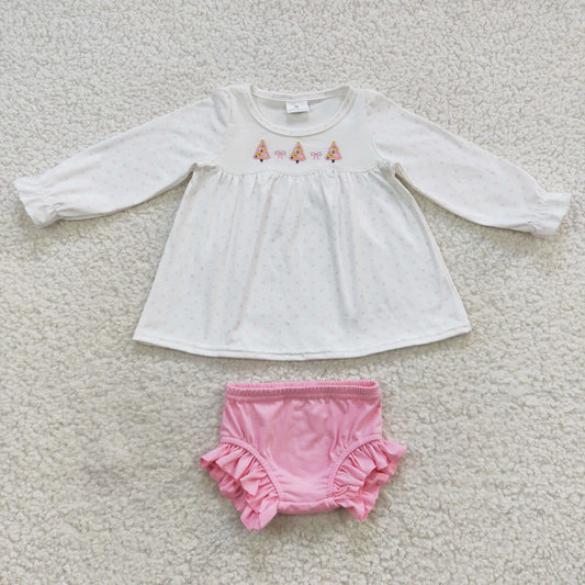 Girls Christmas Pink Bummies Set