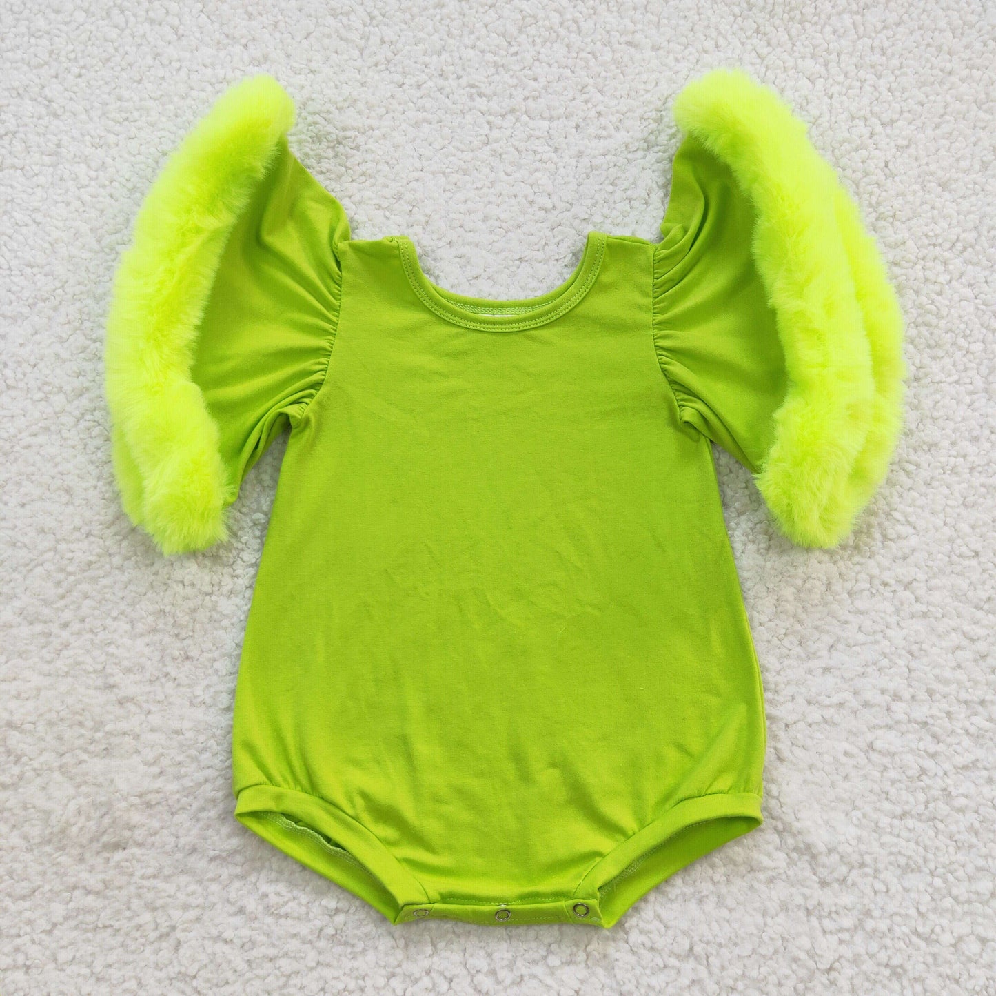 Baby Girls Green Fur Rompers