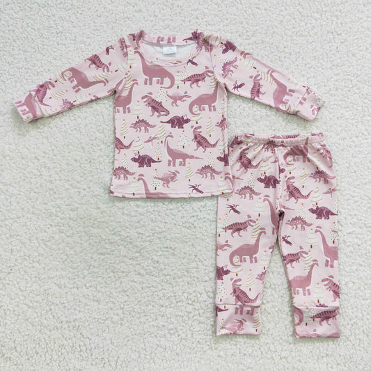 Girls Dinosaur Pink Pajamas