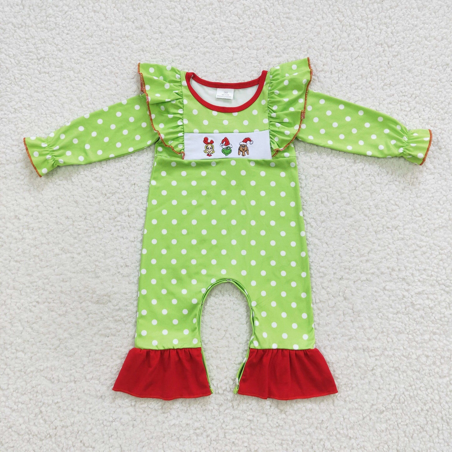 Baby Girls Christmas Embroidery Rompers