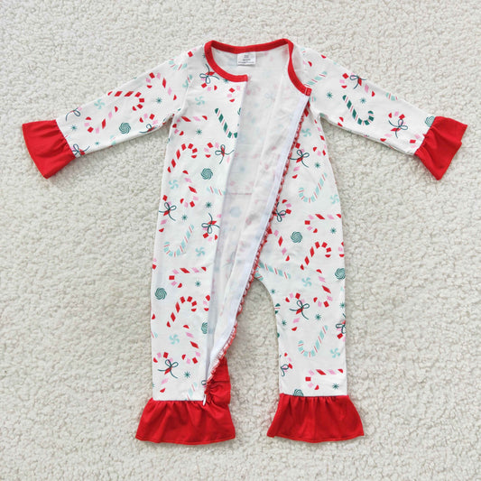 Baby girls Christmas Candy Zipper Rompers