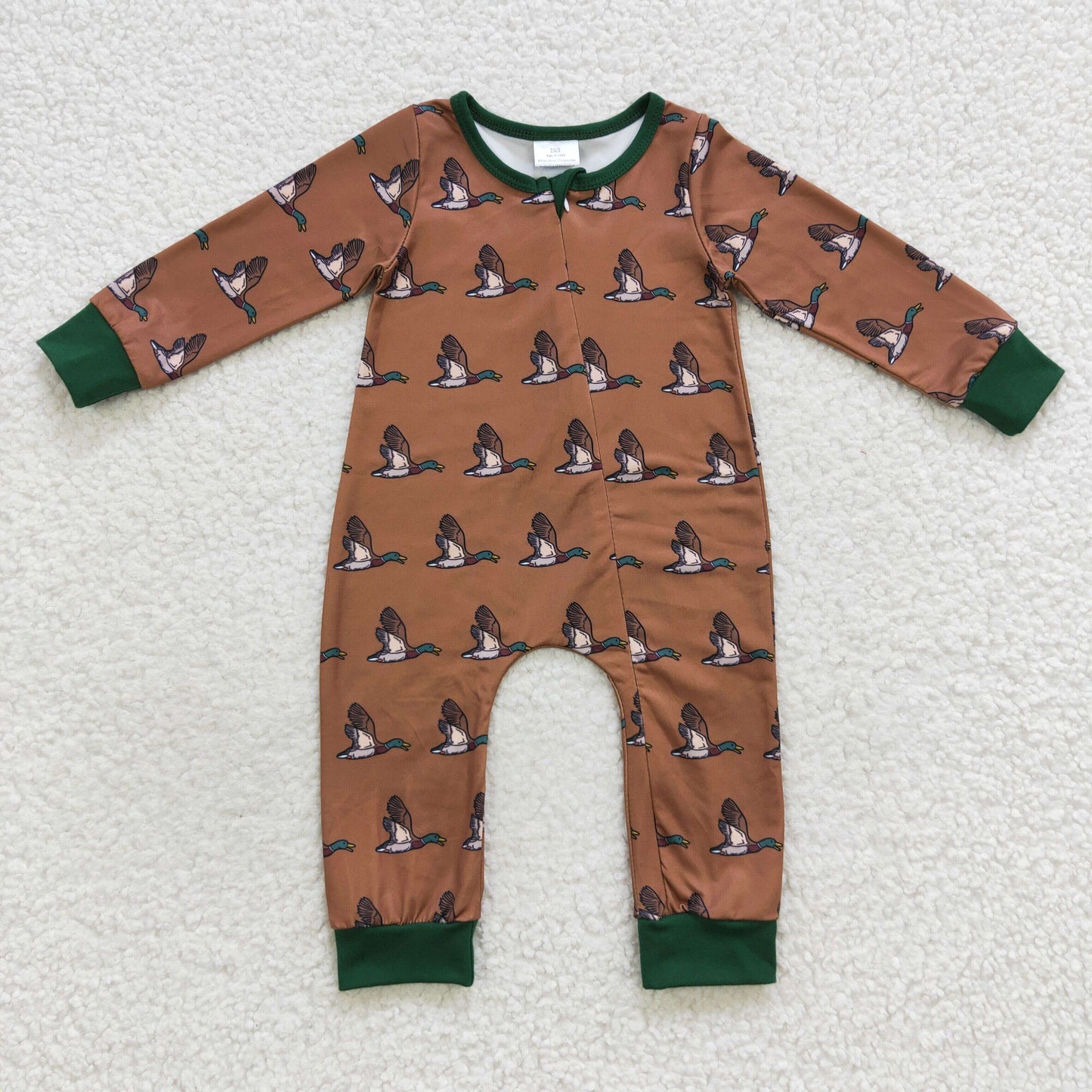 Baby Mallard Zipper Rompers Sleeper Milk silk