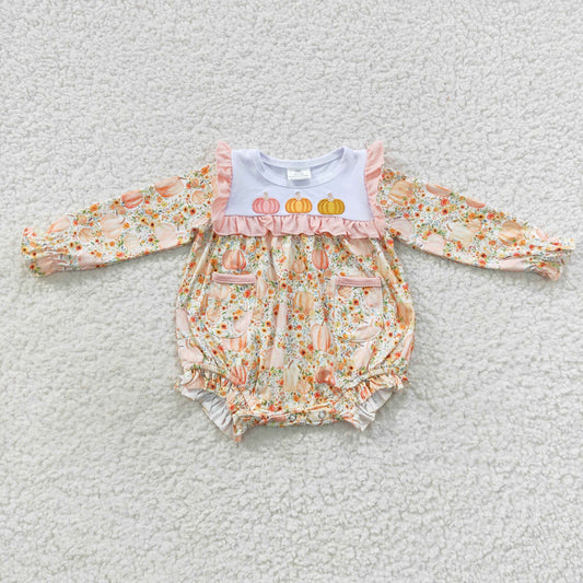 Baby Embroidery Pumpkin Floral Rompers