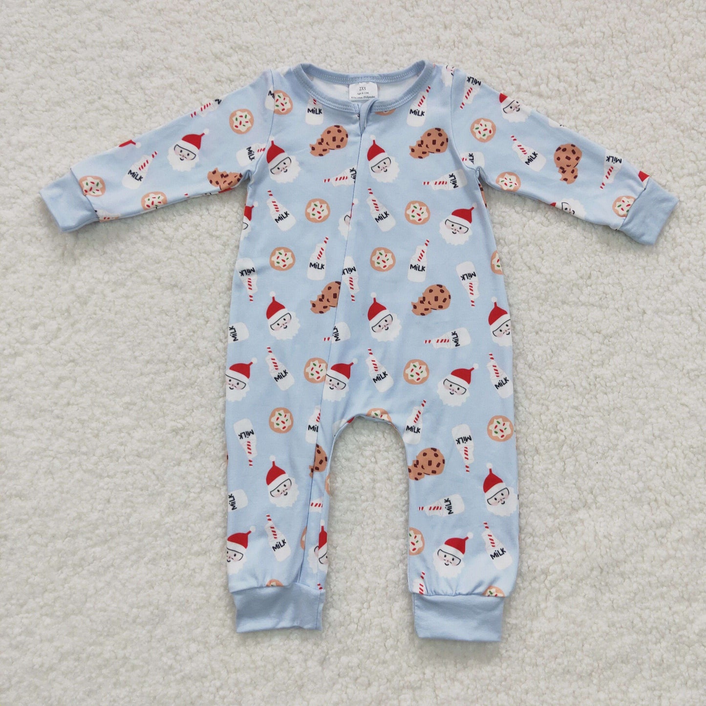 Baby Cookie Milk Zipper Rompers Sleeper Milk silk