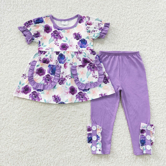 Girls Floral Purple Outfits