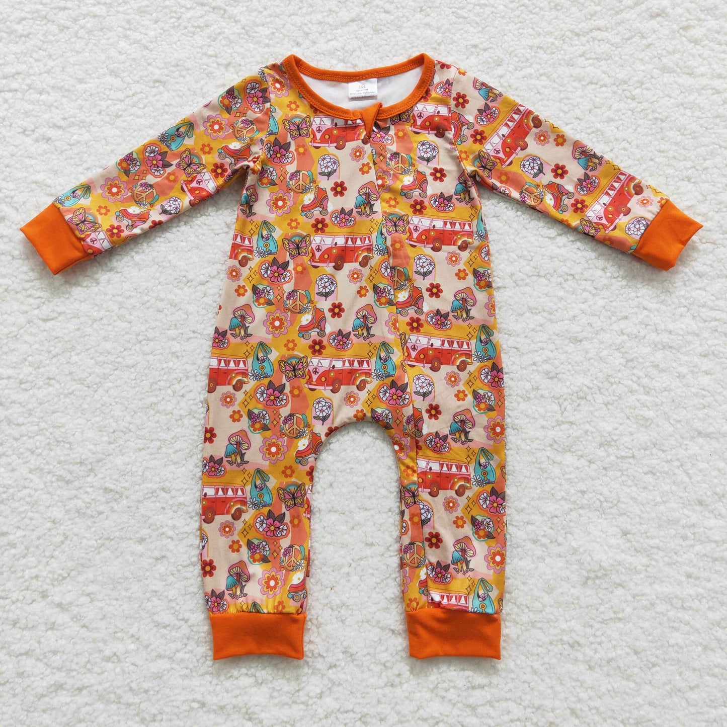 Baby Floral Zipper Rompers Sleeper Milk silk