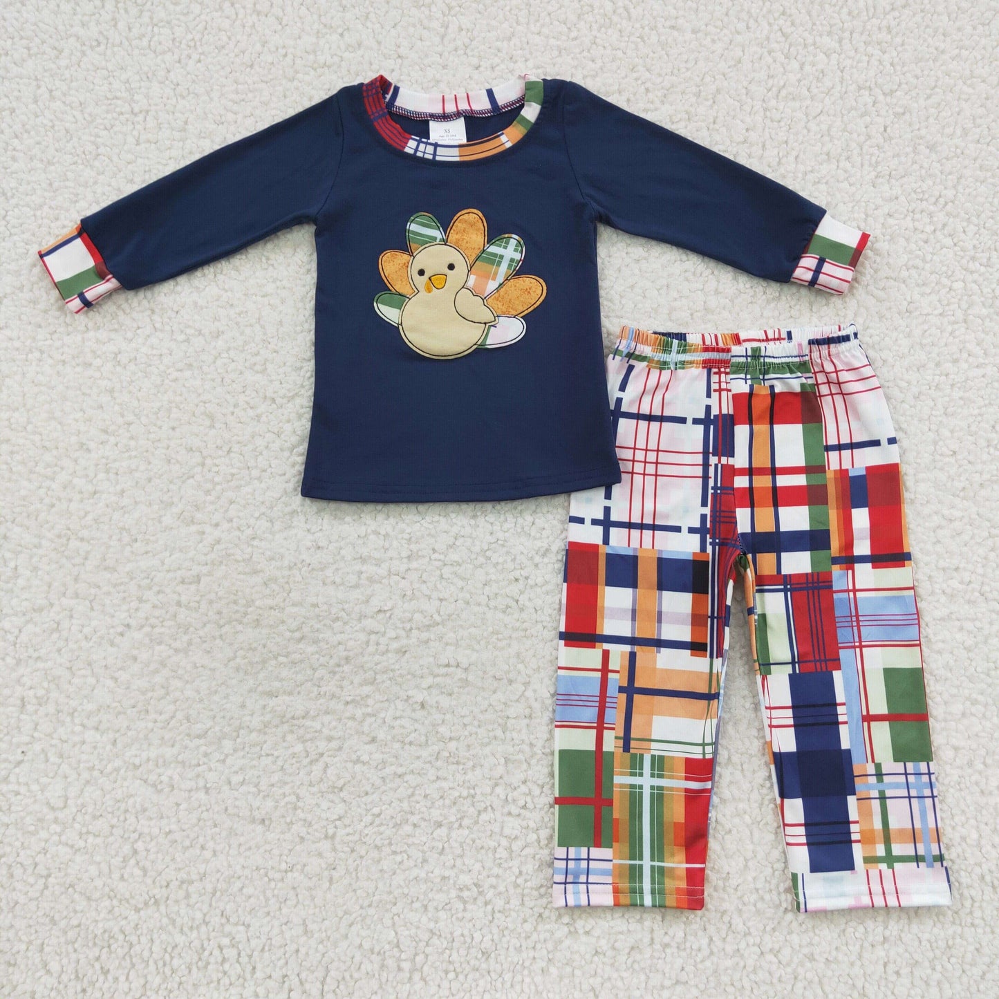 Boys Embroidery Turkey Navy Outfits