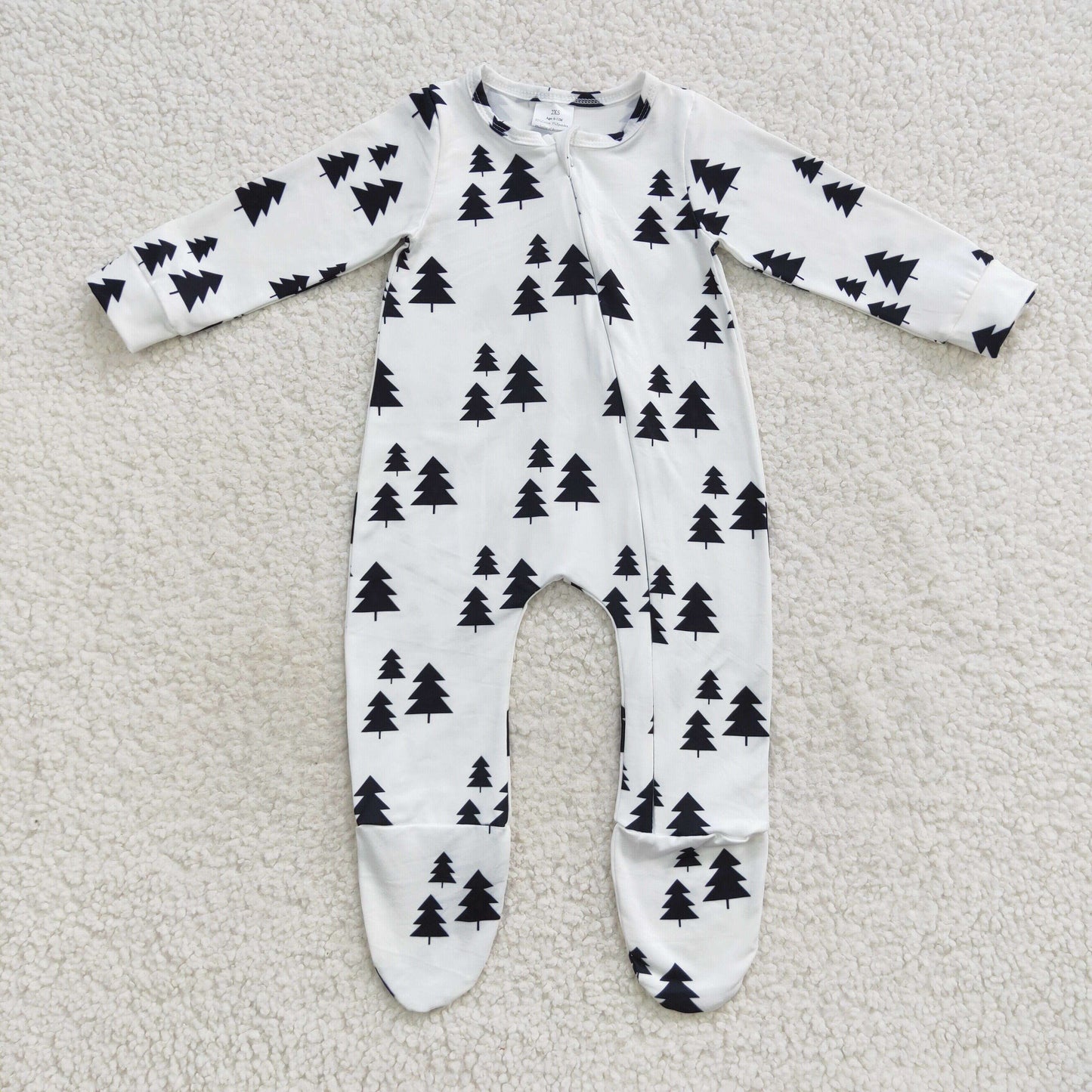 Baby Christmas Tree Zipper Rompers Sleeper Milk silk