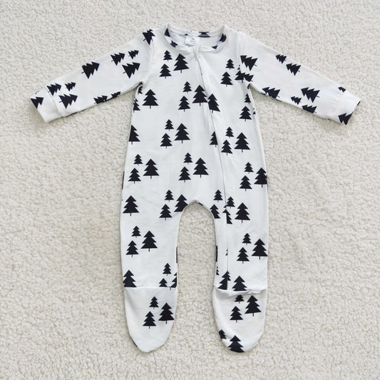 Baby Christmas Tree Zipper Rompers Sleeper Milk silk