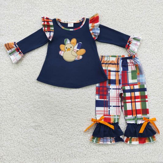 Girls Navy Embroidery Turkey Outfits