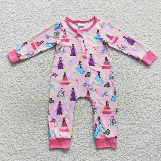 Baby Princess Zipper Rompers Sleeper Milk silk